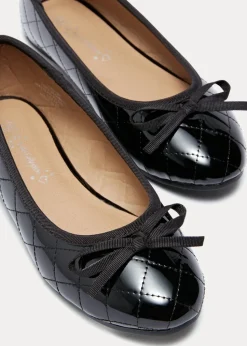 Girls Black Quilted Ballet Flats (Younger 12-Older 5)