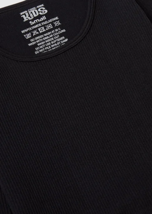Girls Black Seamless Long Sleeve Top (7-15yrs)