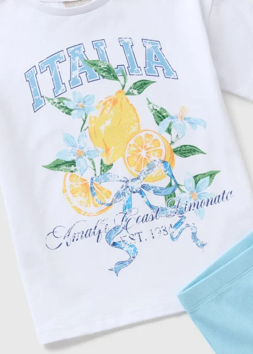 Girls Blue Lemon T-Shirt & Cycle Short Set (7-15yrs)