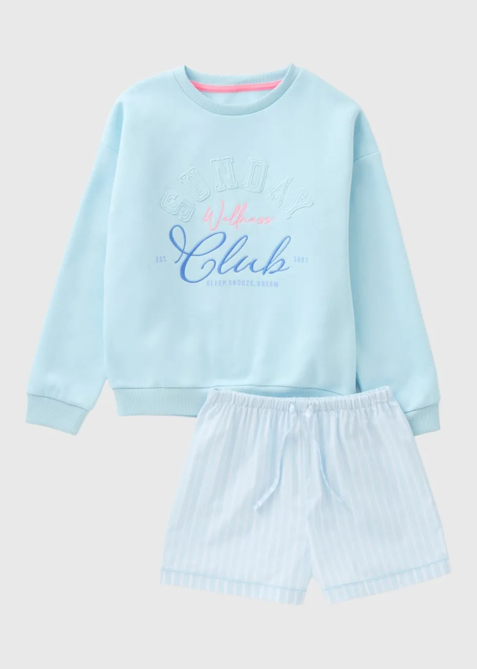 Girls Blue Sunday Club Pyjama Set (7-13yrs)