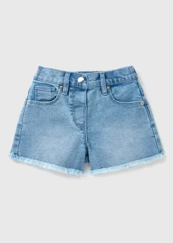 Girls Blue Wash Denim Shorts (1-7yrs)