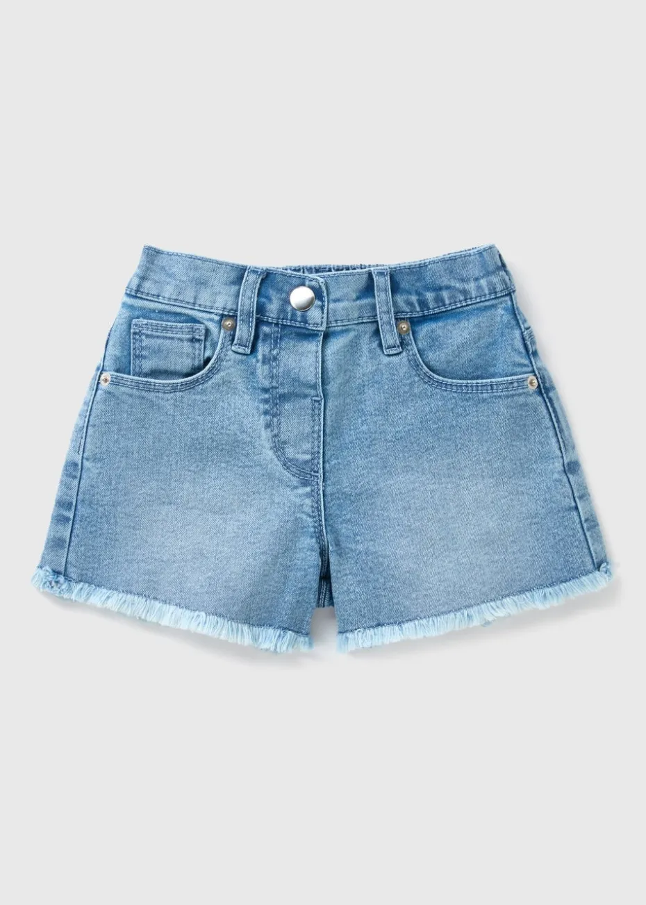 Girls Blue Wash Denim Shorts (1-7yrs)