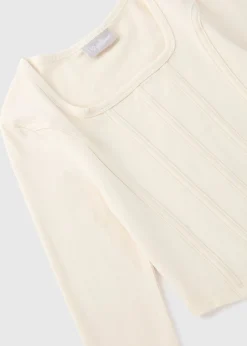 Girls Cream Corset Long Sleeve Top (7-15yrs)