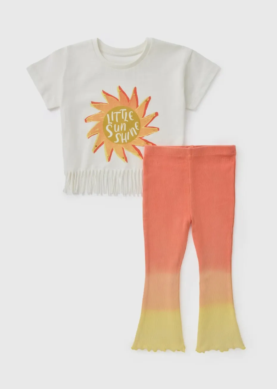 Girls Cream Fringe Top and Flare Set (1-7yrs)