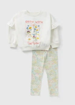 Girls Cream Grow Sweatshirt & Legging Set (1-7yrs)