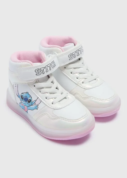 Girls Disney Stitch White High Top Trainers (Younger 4-12)