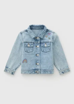 Girls Embroidered Washed Denim Jacket (1-7yrs)