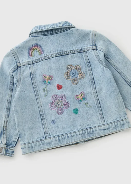 Girls Embroidered Washed Denim Jacket (1-7yrs)