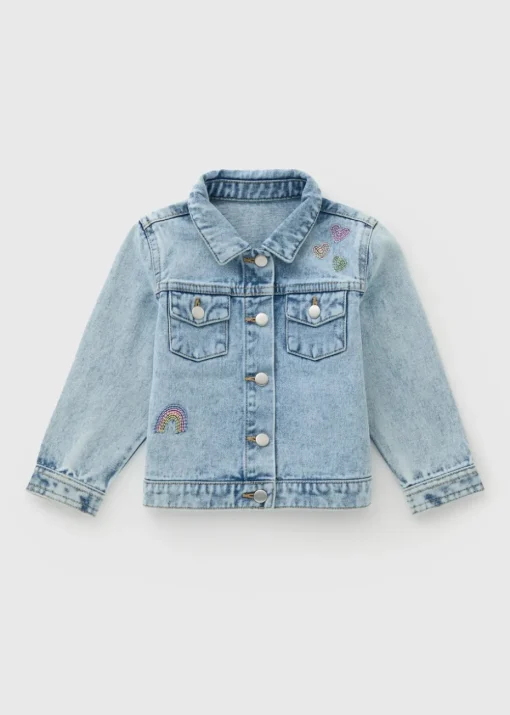 Girls Embroidered Washed Denim Jacket (1-7yrs)