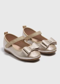Girls Gold Bow Ballet Shoes (Younger 4-9)