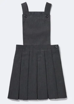 Girls Grey Box Pleat School Pinafore (4-15yrs)