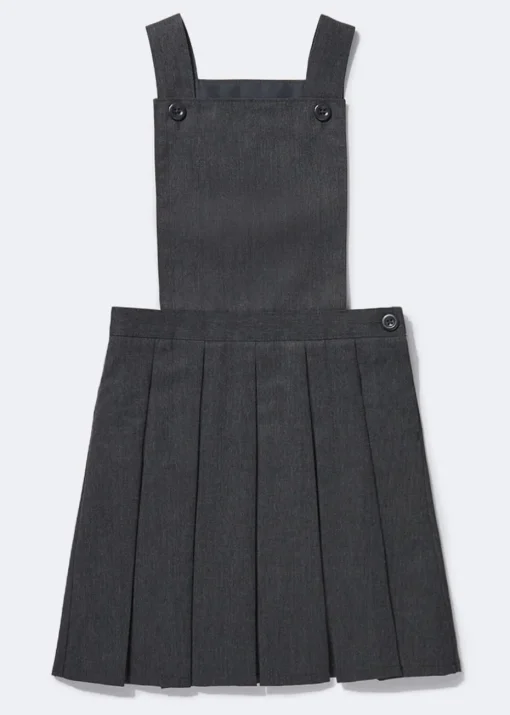 Girls Grey Box Pleat School Pinafore (4-15yrs)