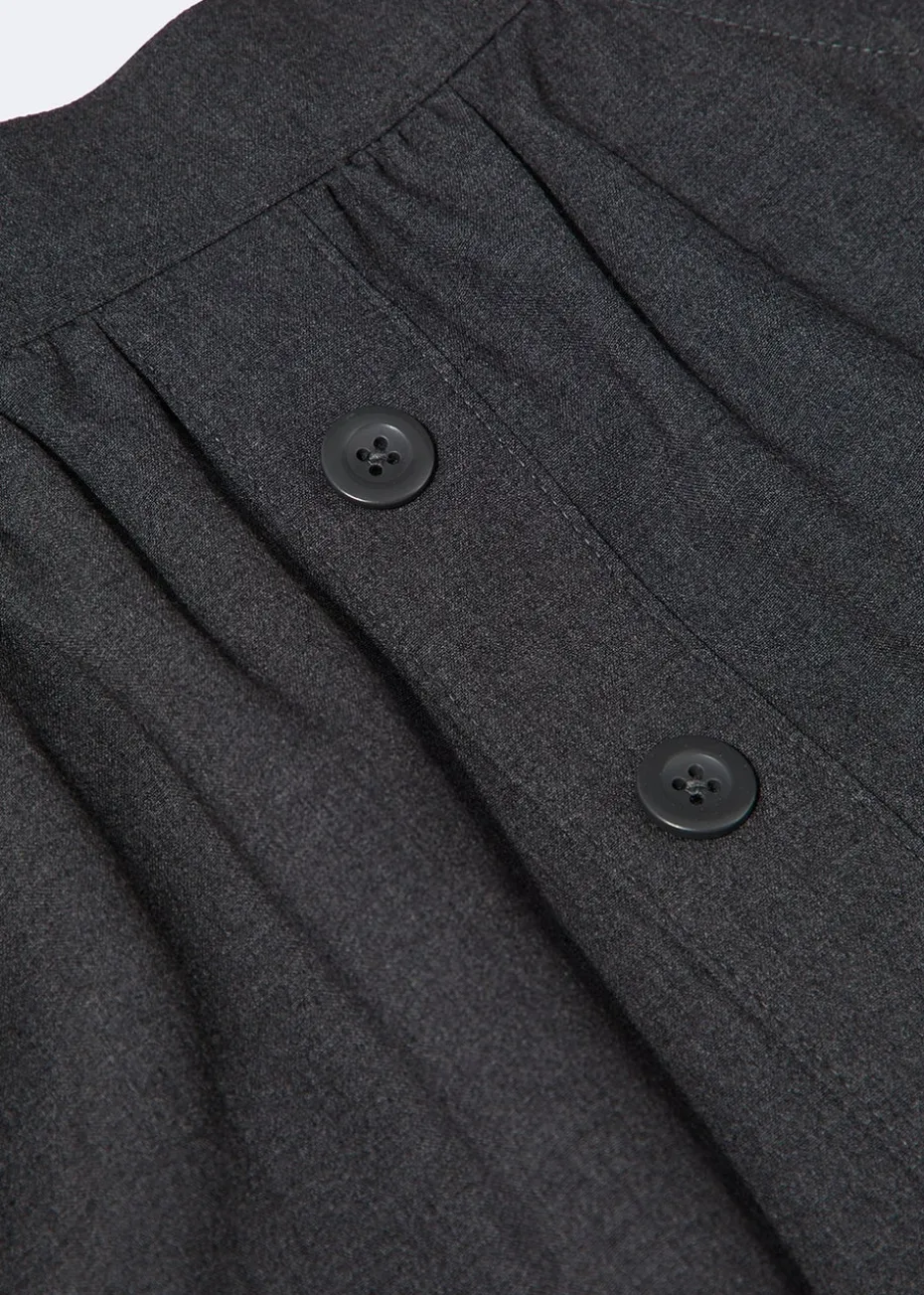 Girls Grey Button Front School Skirt (3-13yrs)