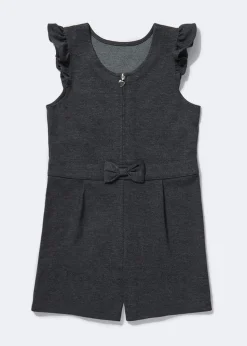 Girls Grey Zip Up School Playsuit (4-13yrs)