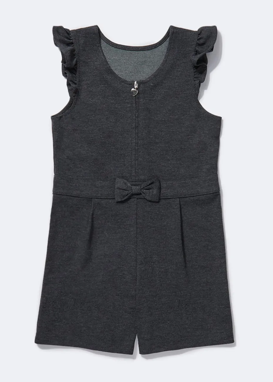 Girls Grey Zip Up School Playsuit (4-13yrs)