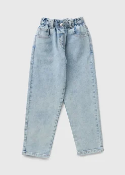 Girls Light Wash Paperbag Jeans (1-7yrs)