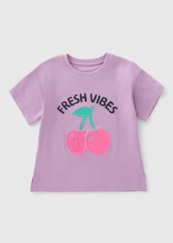 Girls Lilac Cherry Crochet T-Shirt (1-7yrs)