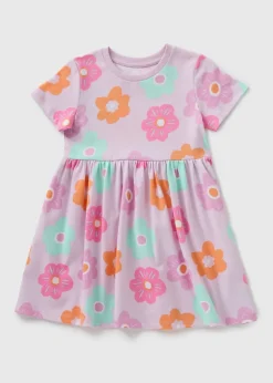 Girls Lilac Floral Spring Dress (1-7yrs)
