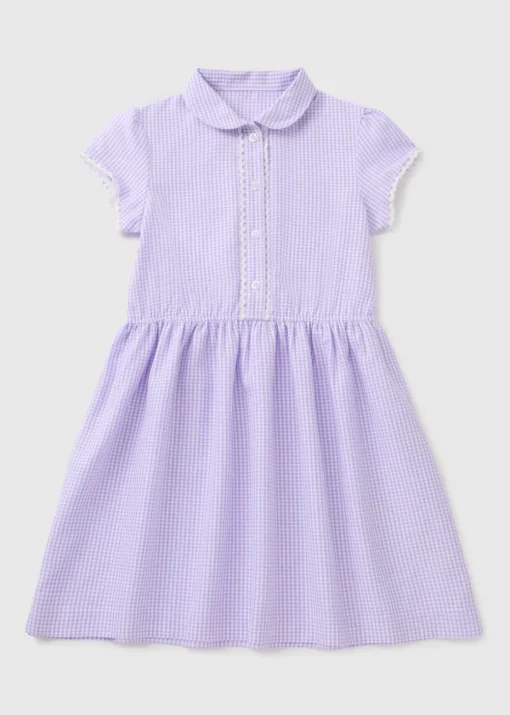 Girls Lilac Gingham Traditional School Dress (3-13yrs)