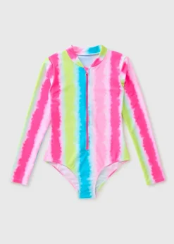 Girls Long Sleeve Striped Swimsuit (6-15yrs)