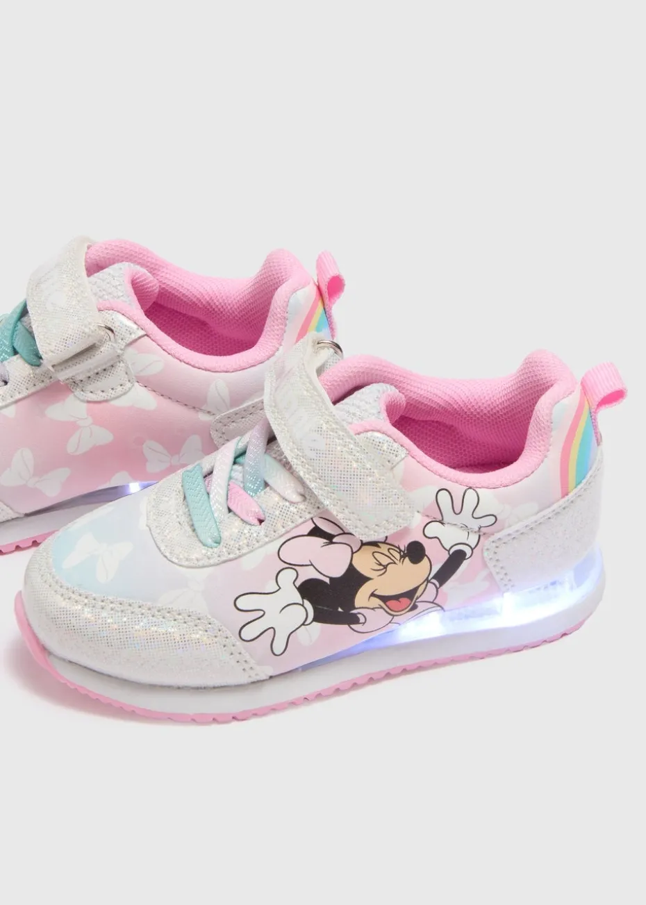 Girls Minnie Mouse Pink Light Up Trainers (Younger 4-12)