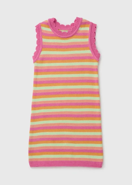 Girls Multicolour Crochet Stripe Dress (7-13yrs)