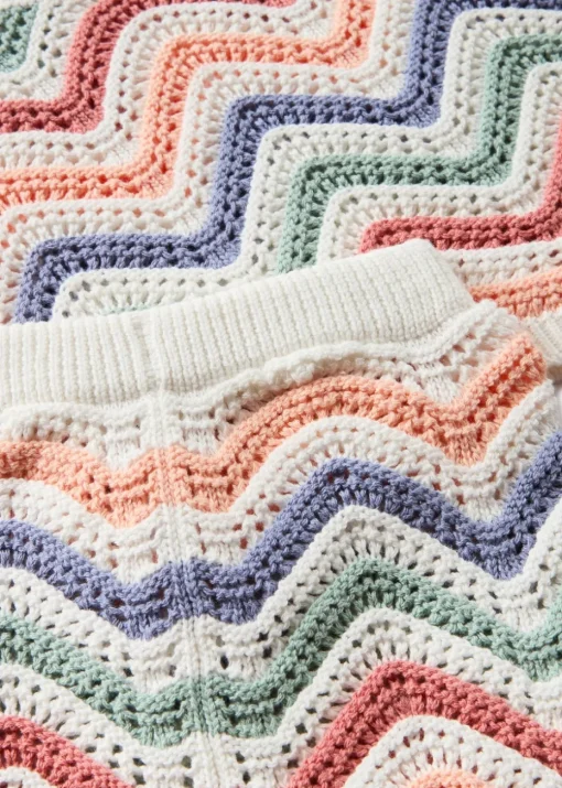 Girls Multicolour Crochet Vest & Shorts Set (1-7yrs)