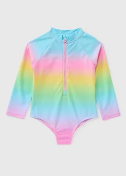 Girls Multicolour Ombre Zip Up Swimsuit (1-7yrs)