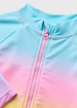 Girls Multicolour Ombre Zip Up Swimsuit (1-7yrs)