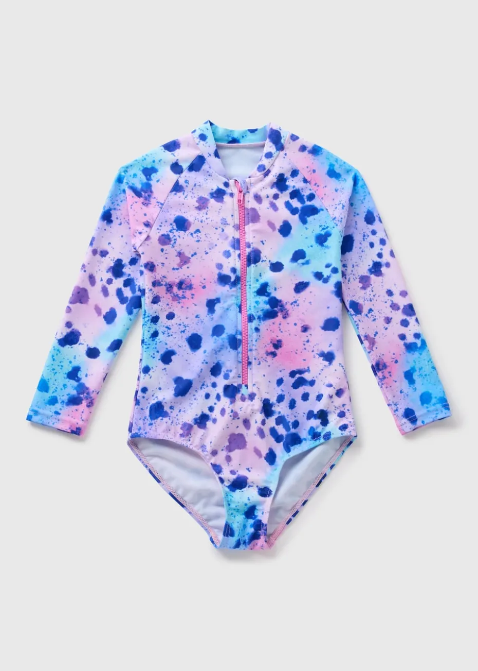 Girls Multicolour Speckle Zip Swimsuit (7-15yrs)