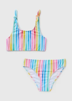 Girls Multicolour Stripe Bikini Set (6-13yrs)