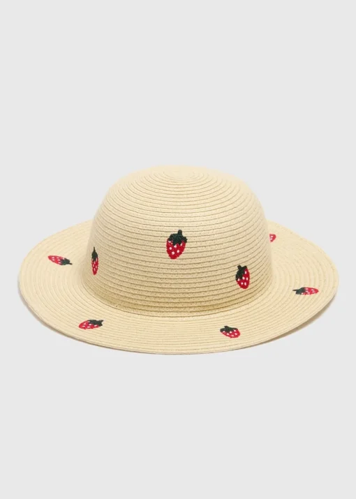 Girls Natural Strawberry Sun Hat