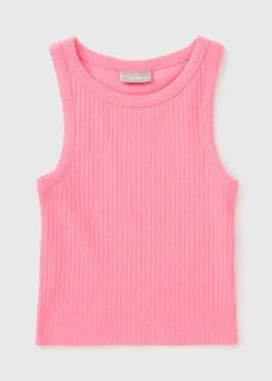 Girls Neon Pink Ribbed Vest (7-15yrs)
