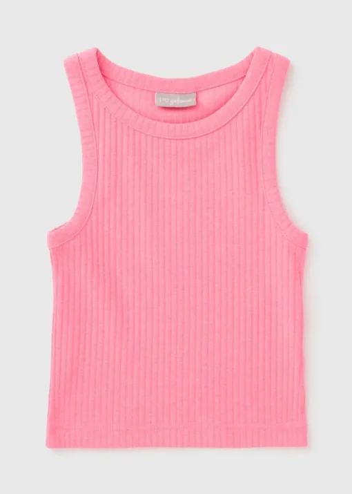 Girls Neon Pink Ribbed Vest (7-15yrs)