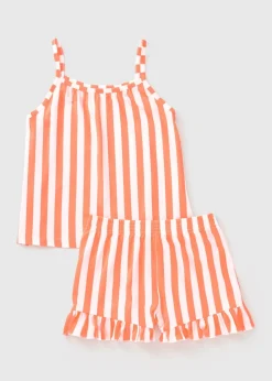 Girls Orange Stripe Cami Pyjama Set (7-13yrs)