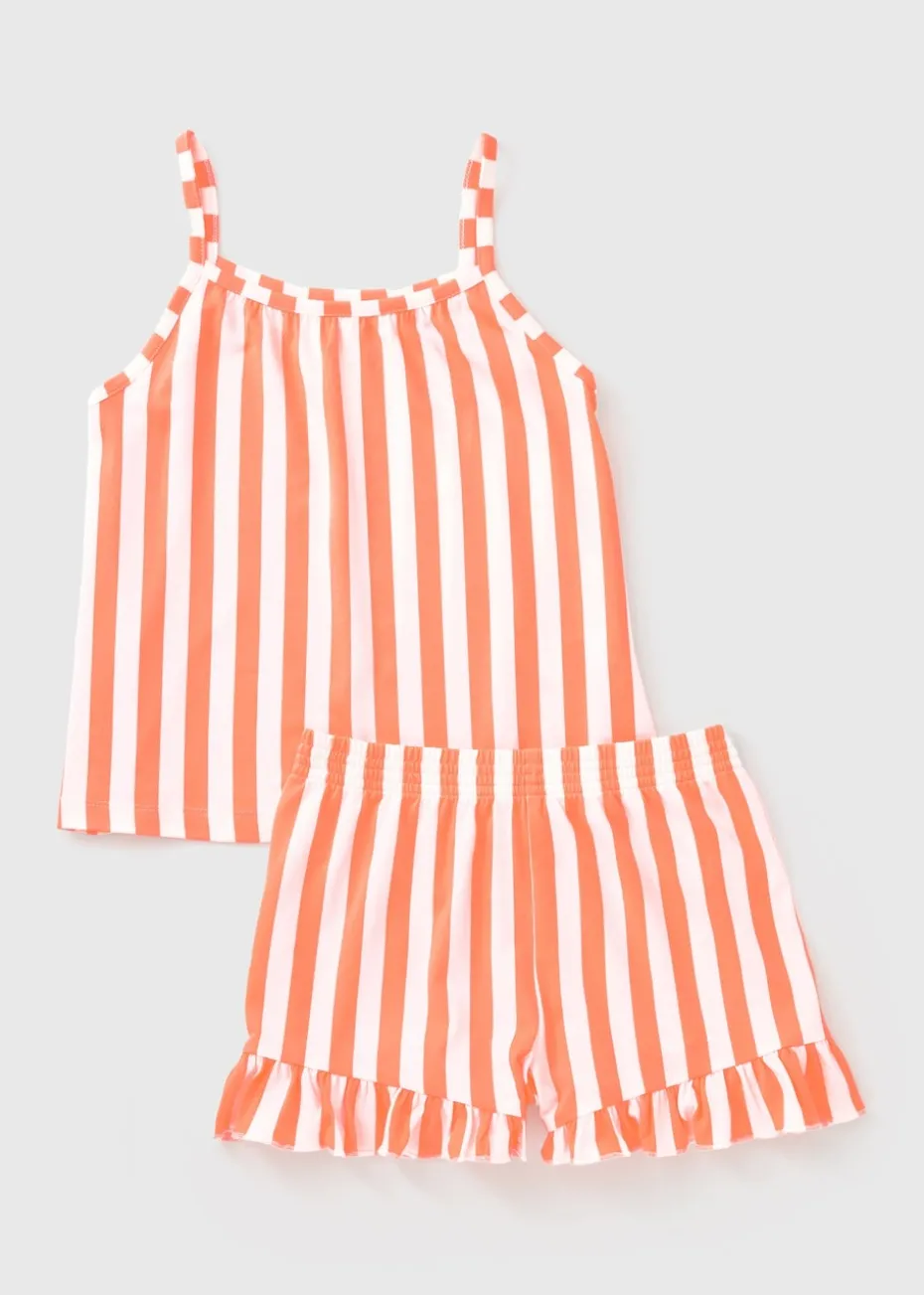 Girls Orange Stripe Cami Pyjama Set (7-13yrs)