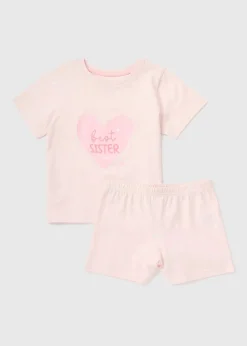 Girls Pink Best Sister Pyjama Set (1-7yrs)