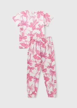 Girls Pink Bow Pyjama Set (1-13yrs)