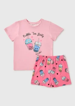 Girls Pink Bubble Tea Pyjama Set (7-13yrs)