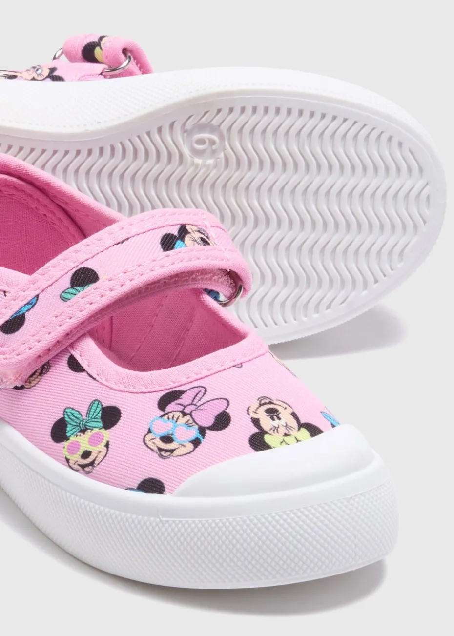 Girls Pink Canvas Minnie Mouse Trainers (Younger 4-12)