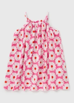 Girls Pink Daisy Halterneck Dress (1-7yrs)