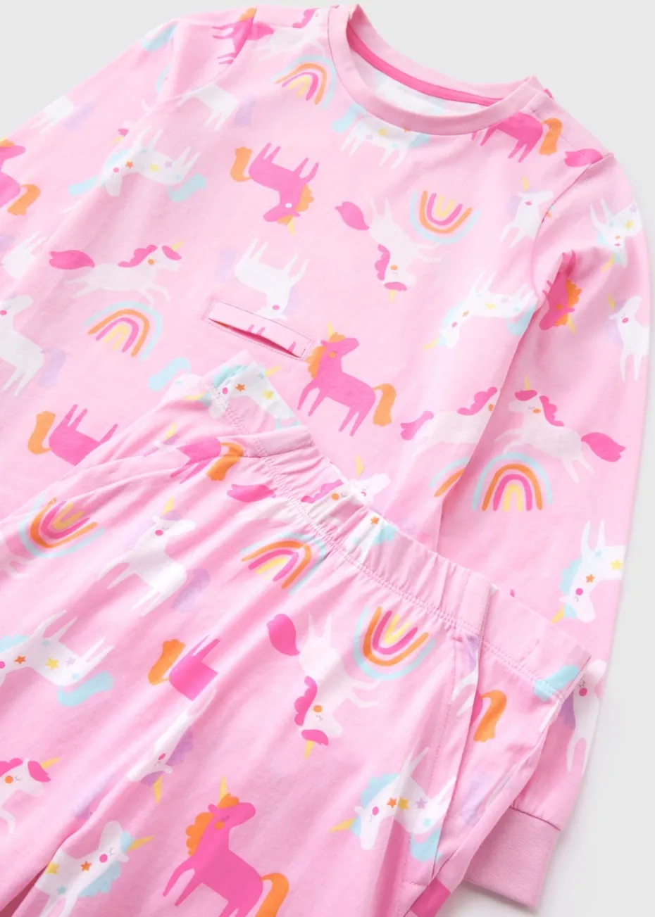 Girls Pink Easy Dress Unicorn Pyjama Set (1-13yrs)