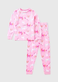 Girls Pink Easy Dress Unicorn Pyjama Set (1-13yrs)