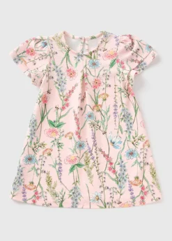 Girls Pink Floral Ponte Dress (1-7yrs)