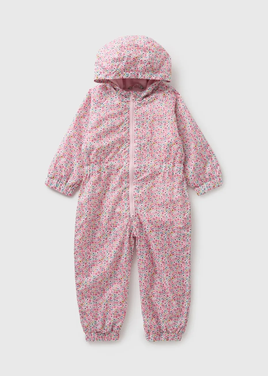 Girls Pink Floral Puddle Suit (1-7yrs)