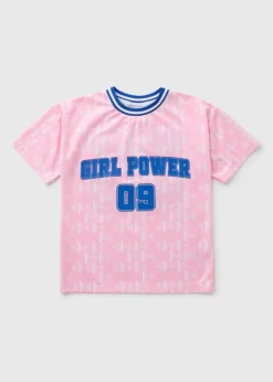 Girls Pink Football T-Shirt (7-15yrs)