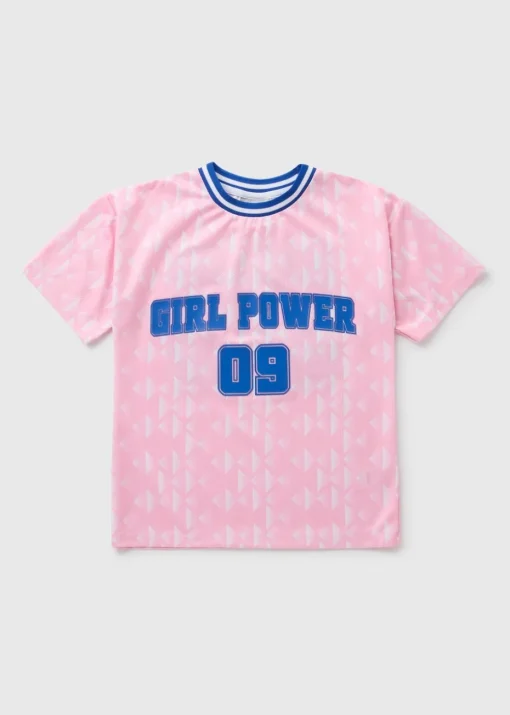 Girls Pink Football T-Shirt (7-15yrs)