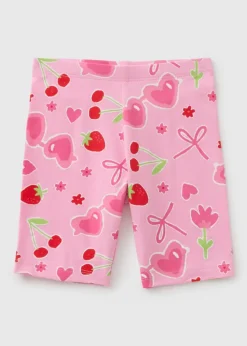 Girls Pink Fruit Cycle Shorts (1-7yrs)