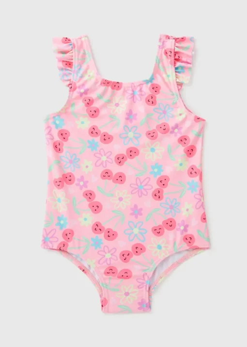 Girls Pink Fruit Swimsuit (1-7yrs)
