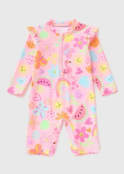 Girls Pink Fun Surf Suit (1-7yrs)